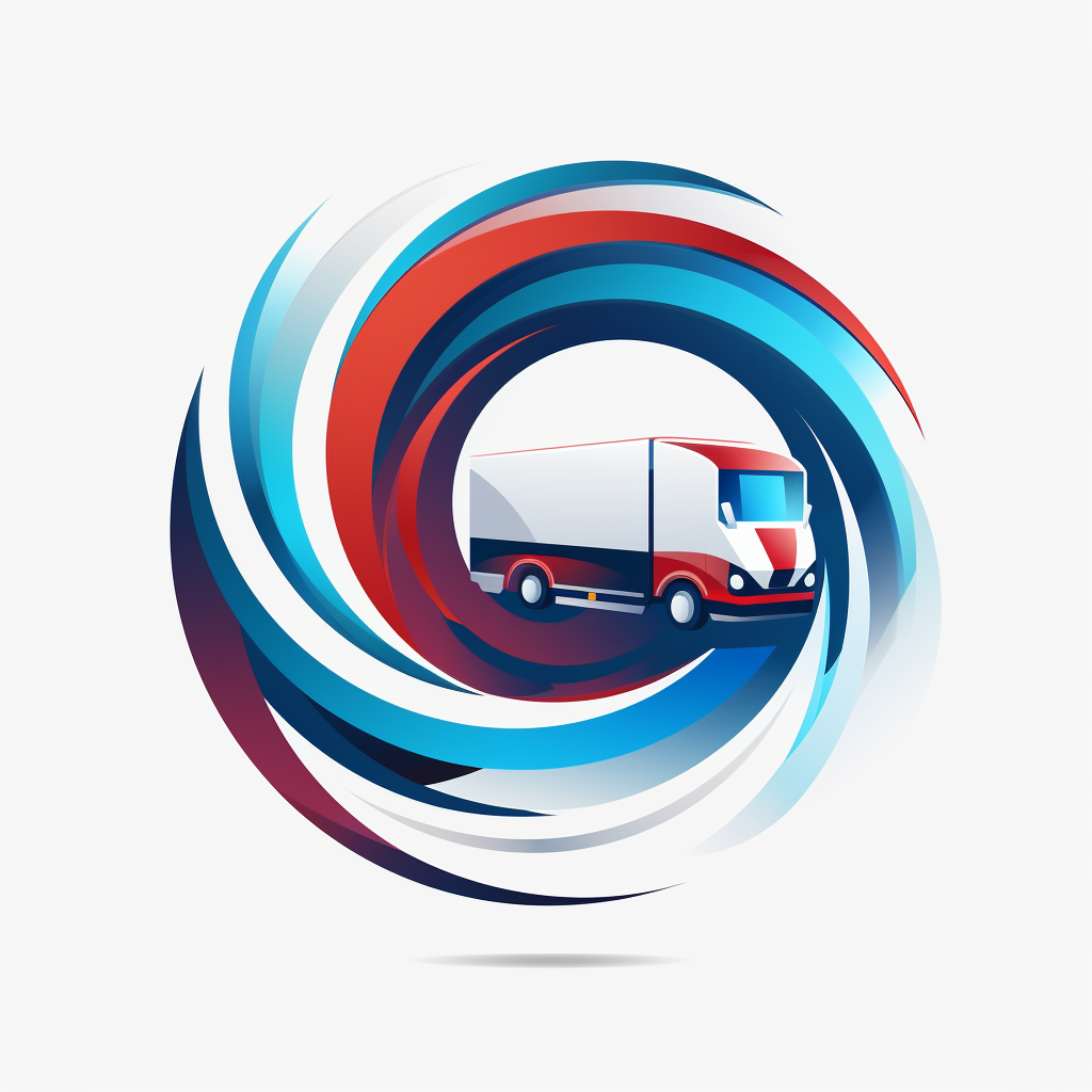 Futuristic circular truck logo in motion