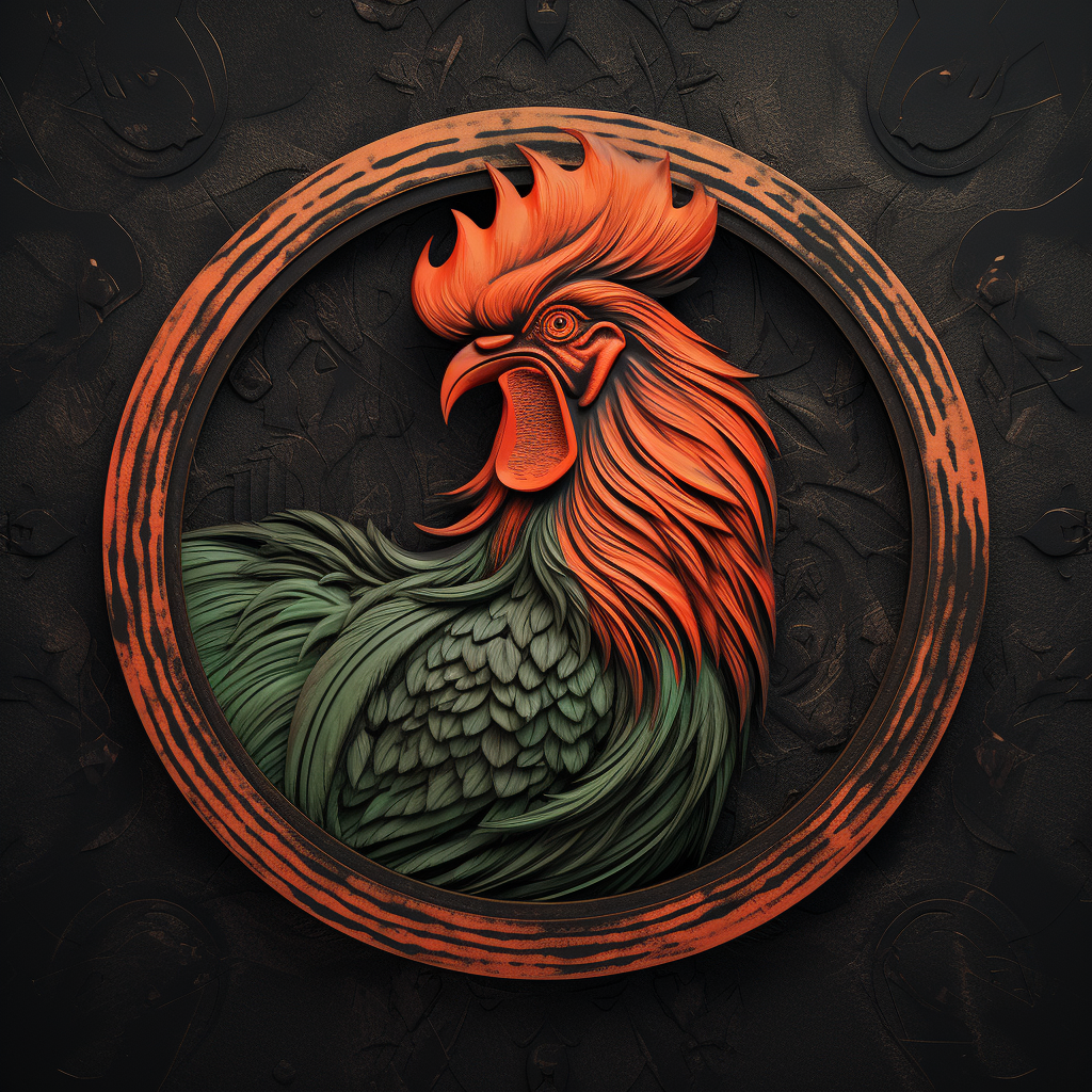 Vibrant Rooster Logo with Textured Background