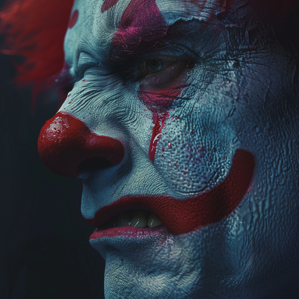 Realistic Circus Clown Crying Close Up