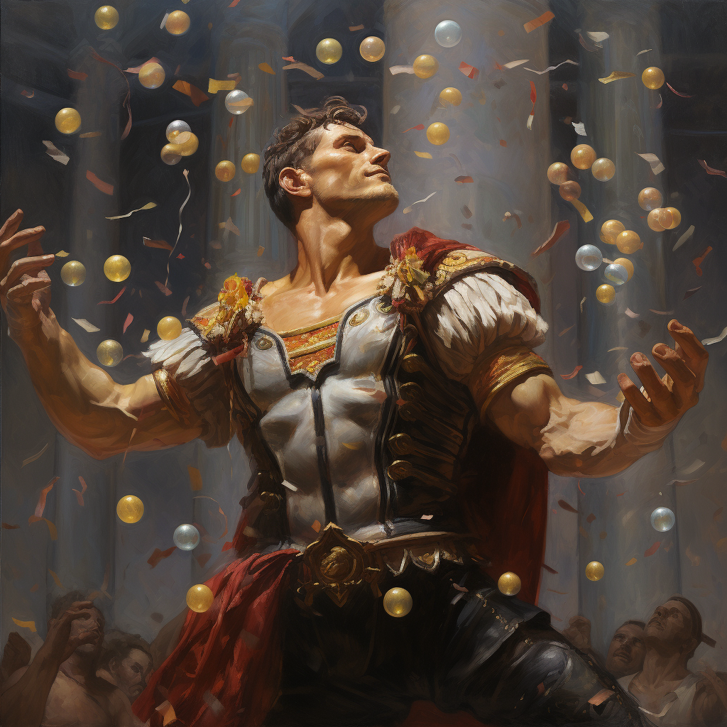 Circus juggling confetti balls artwork