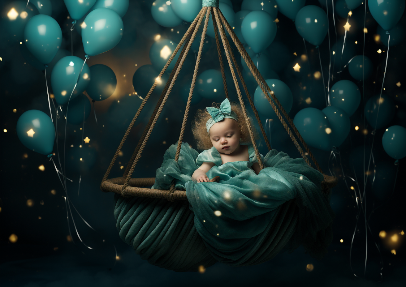 Teal Circus Swing Newborn Gothic Dreamy Realistic