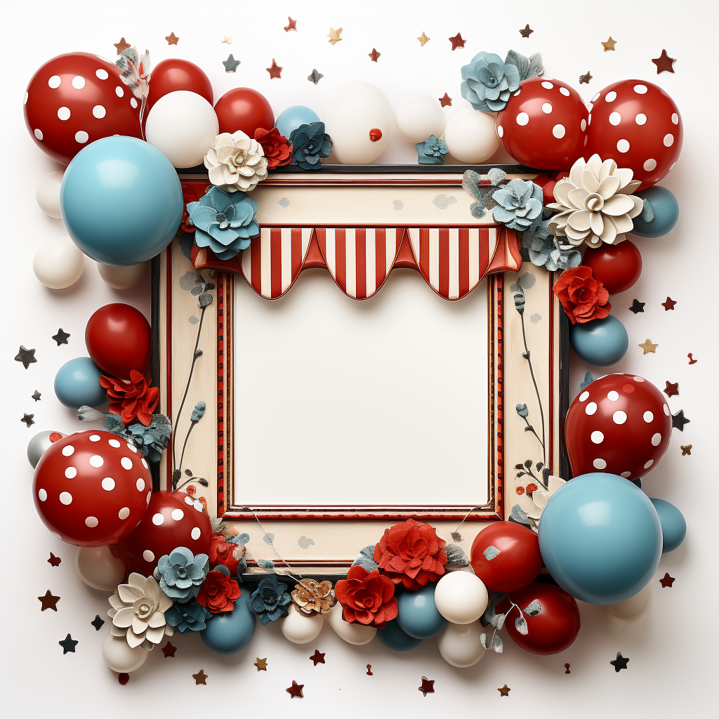 Colorful circus-themed tissue frame and elements