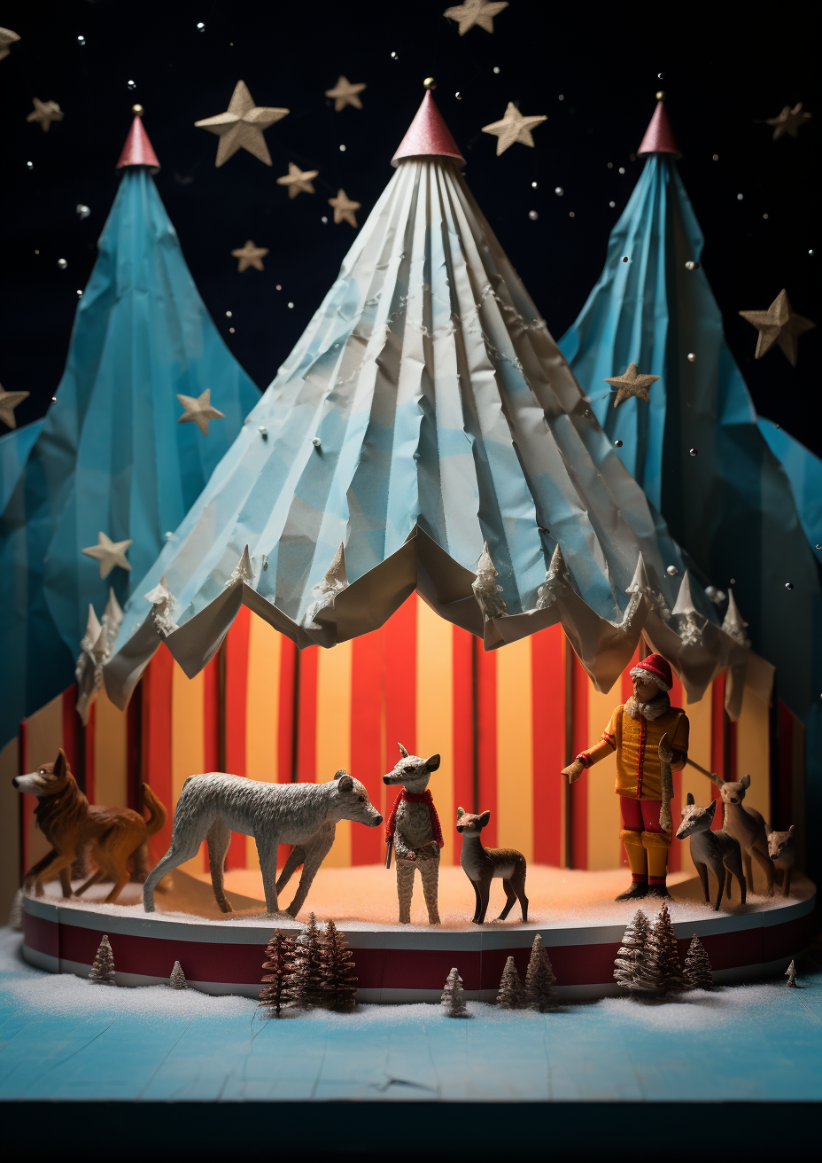 Cirque du Soleil Christmas Scene with German Shepherds