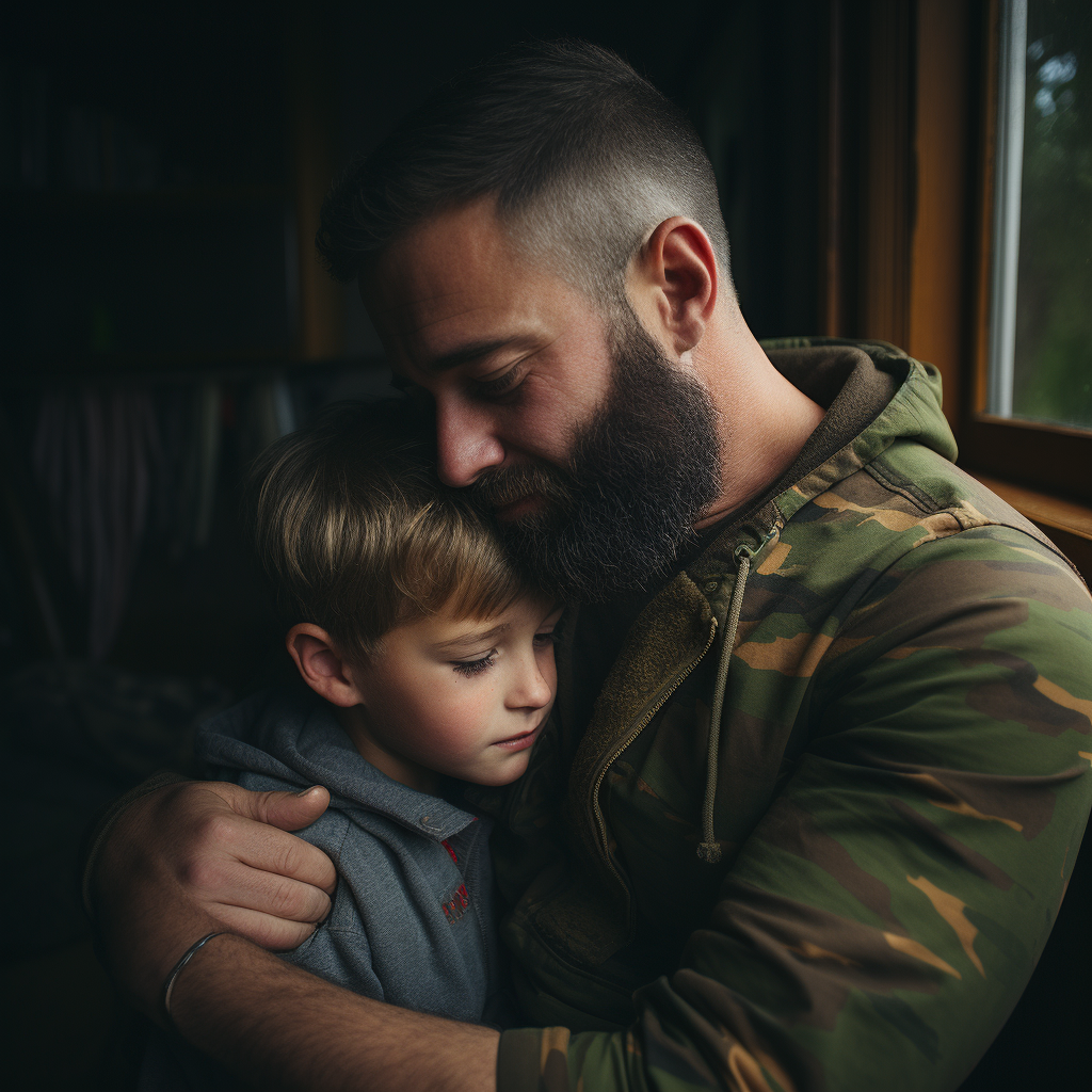 Emotional embrace between gay man and father