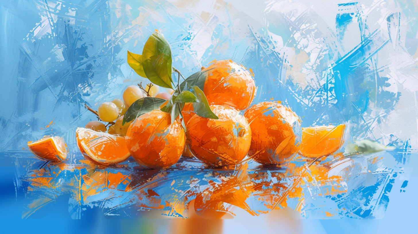 Colorful citrus fruit brush stroke paintings