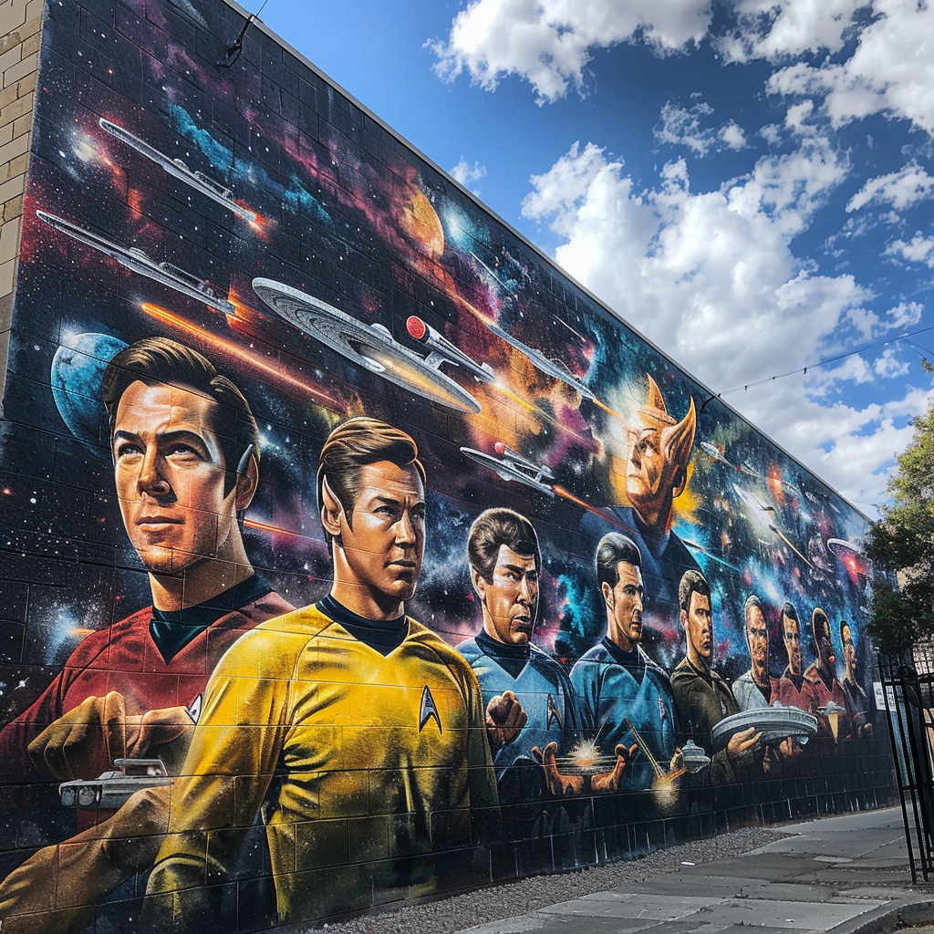 Star Trek mural on brick wall