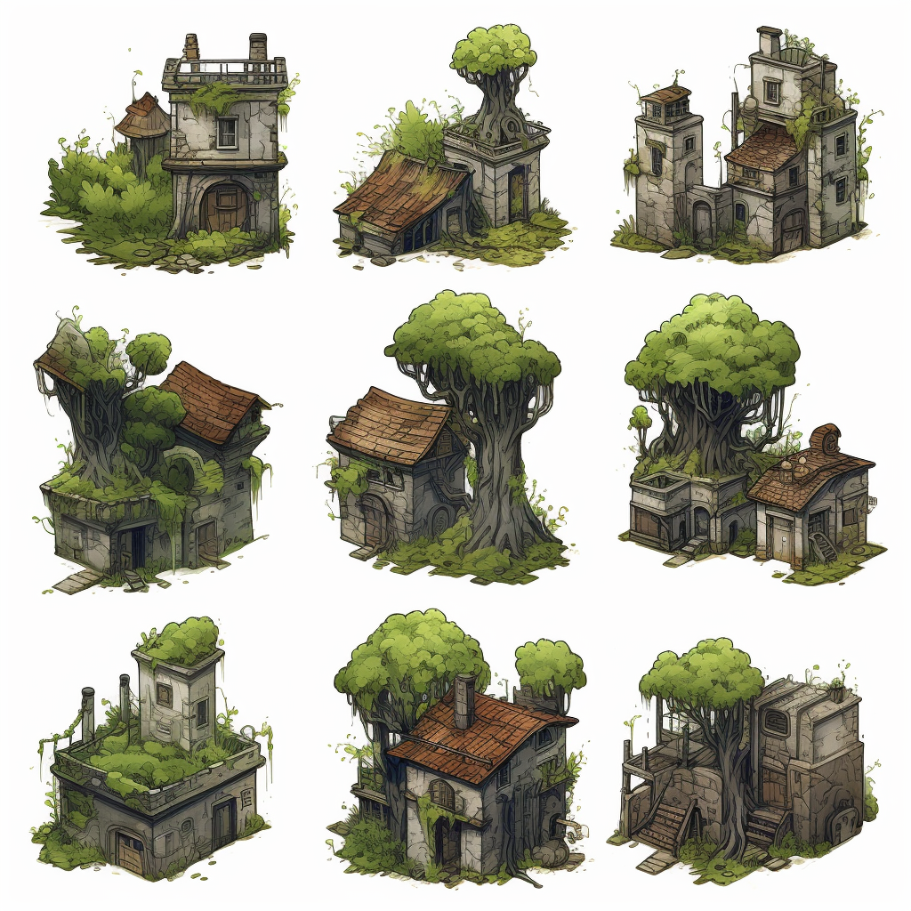 City Building Greenery Icons