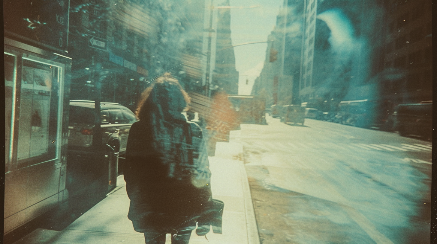 Vintage street style photo of city commute