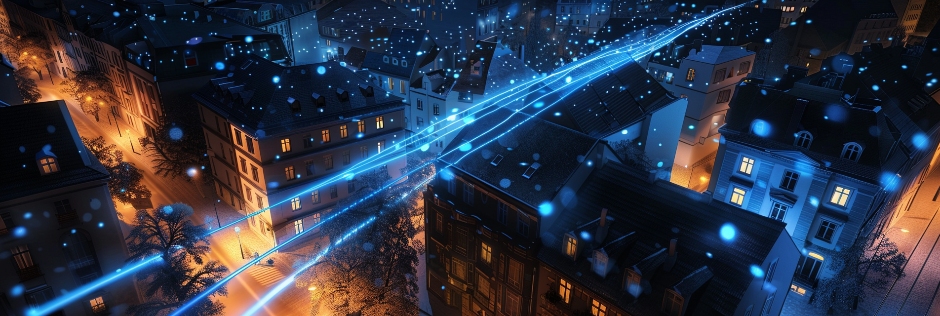 small part of city connected with optical fibre