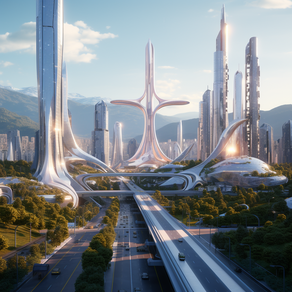 Futuristic cityscape in Northern California