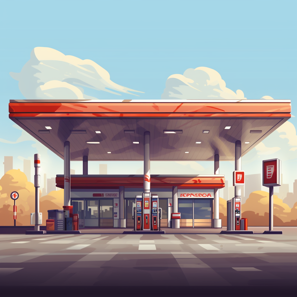 Pixel Art City Gas Station