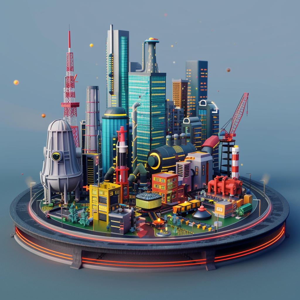 Mini City with Logo and Oil Gas VR AR