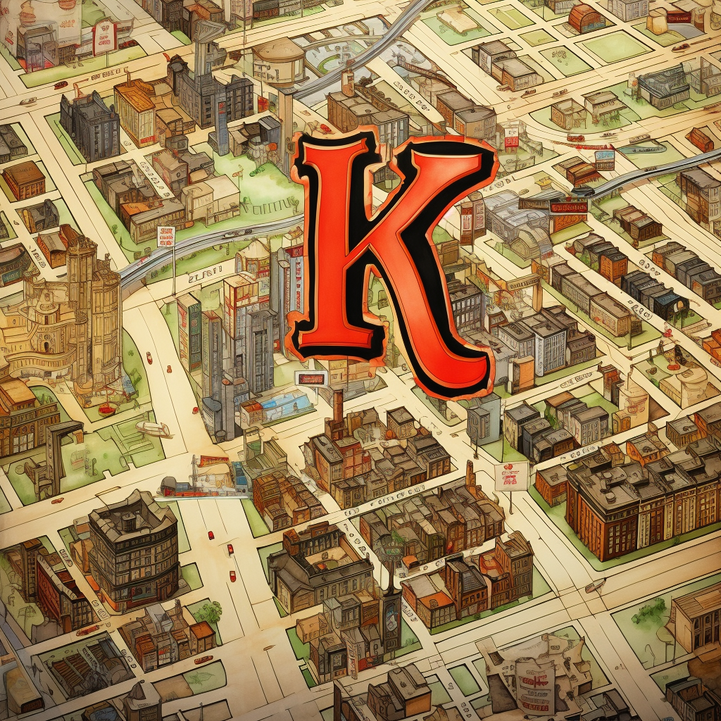 City Map Letter K Streets