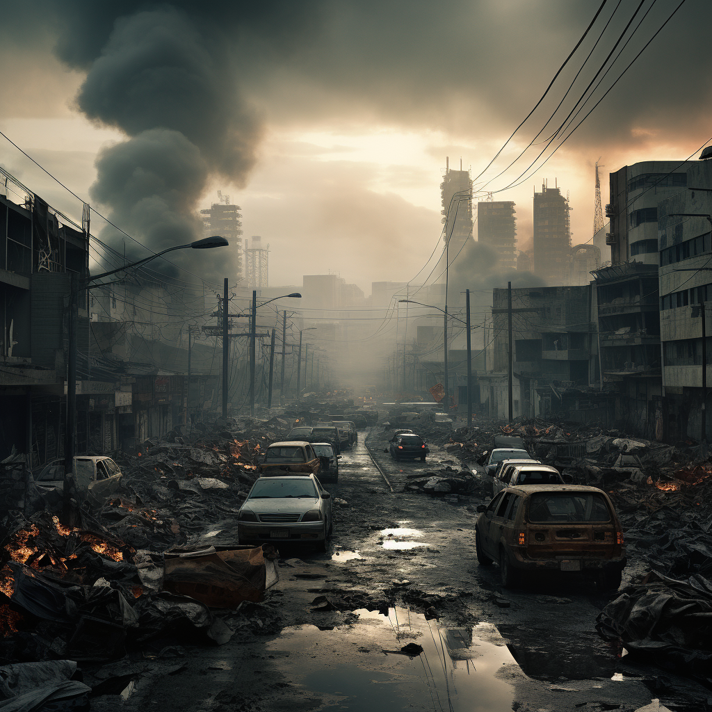 City pollution realistic cinematic view