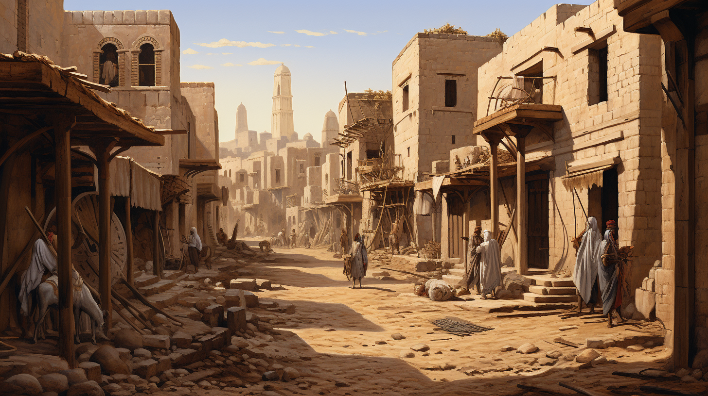 City street in Uruk during Renaissance Sumerian civilization