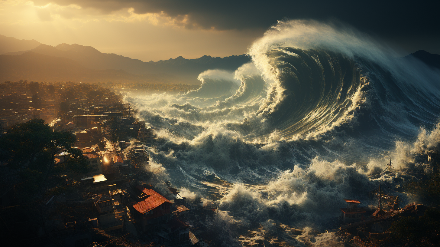 High resolution city tsunami image