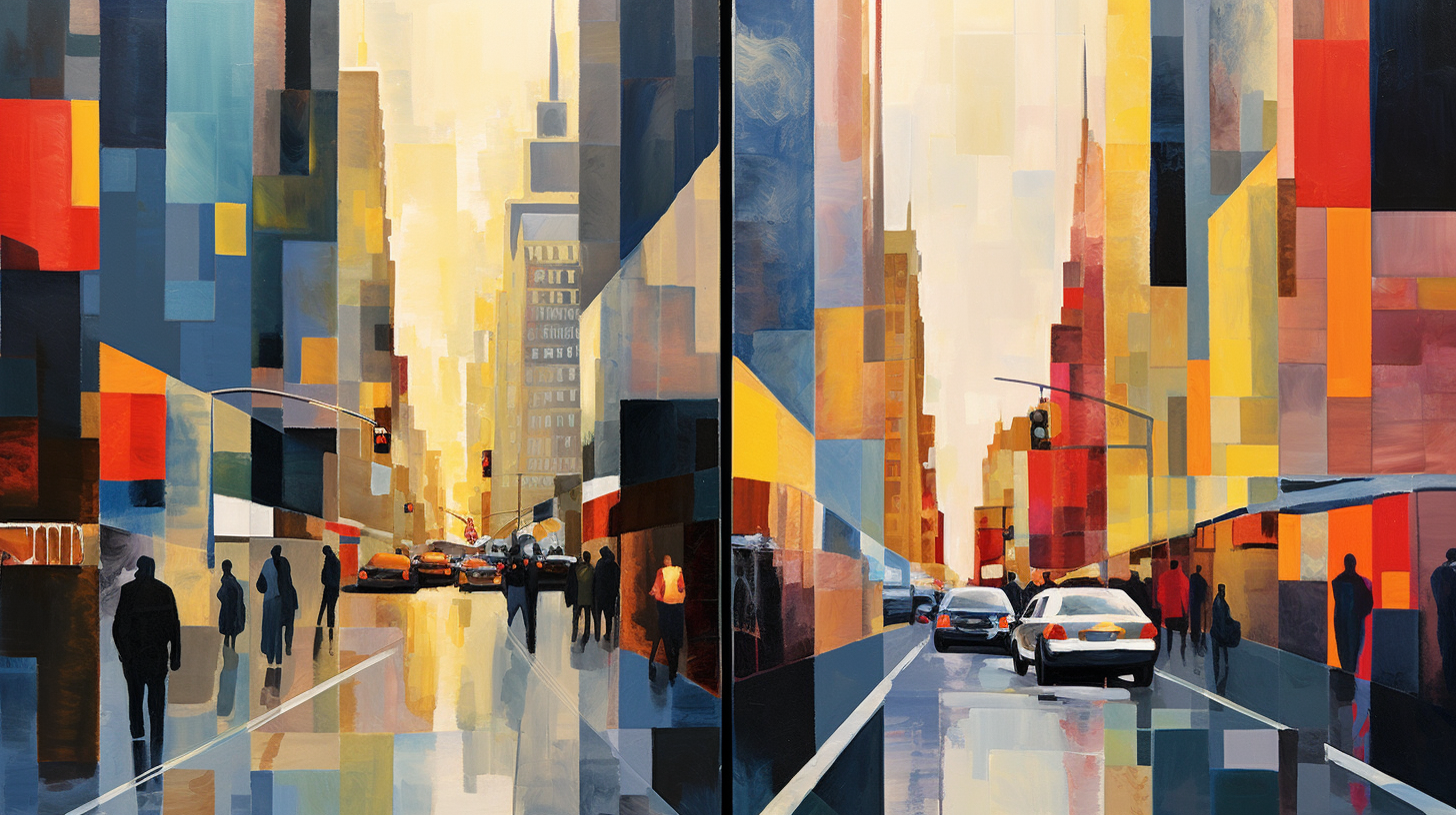 Abstract representation of a vibrant cityscape