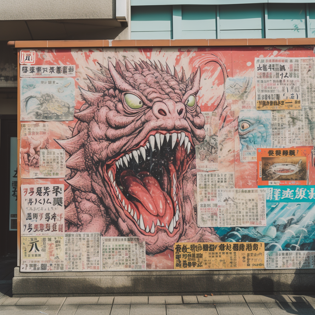 Colorful bulletin board in Japanese city