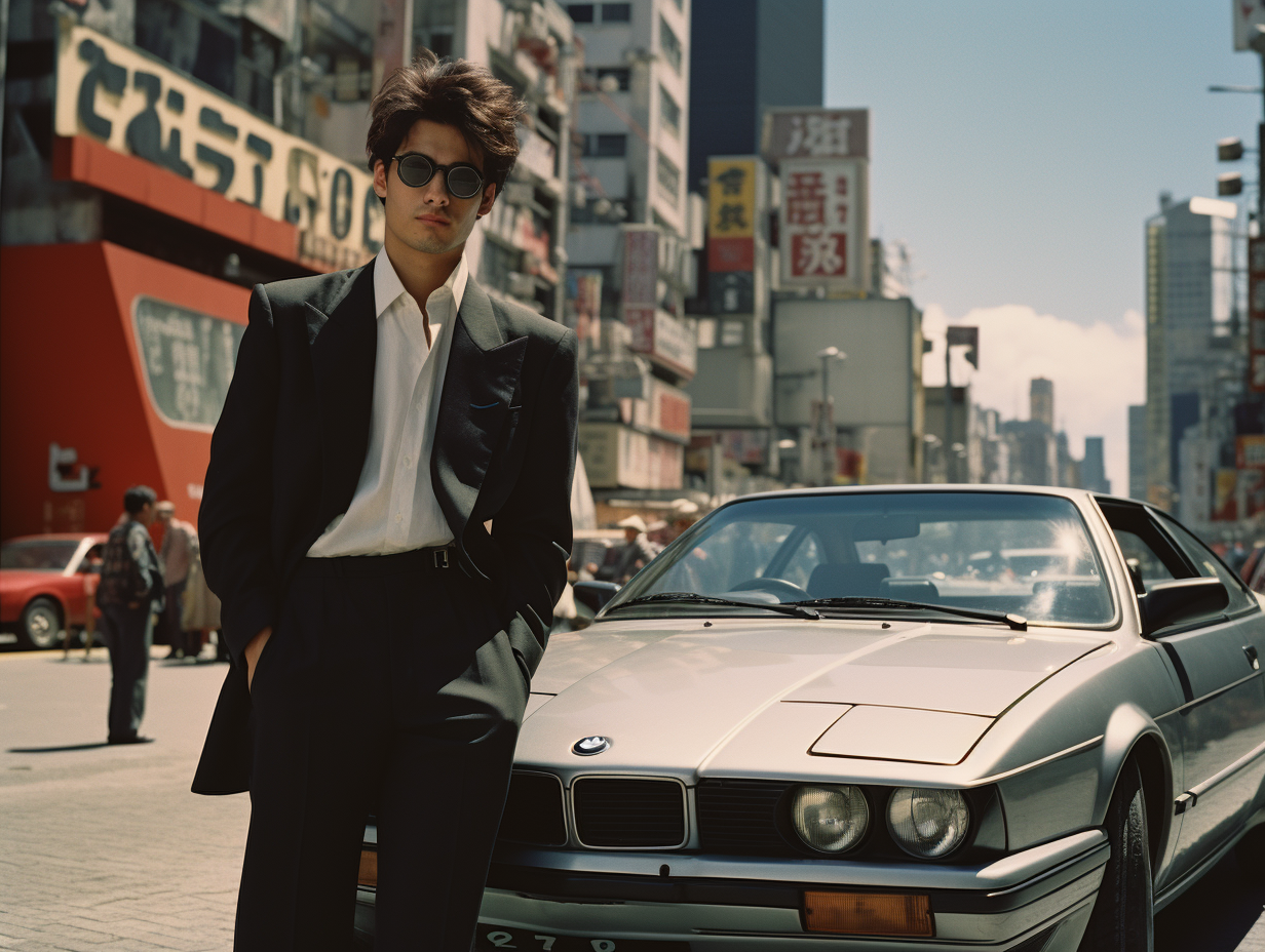 Man in suit with cityscape background