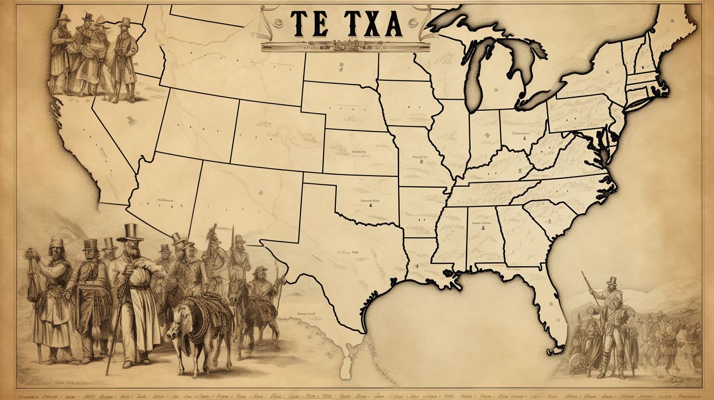 Bold line art of Civil War Era Texas