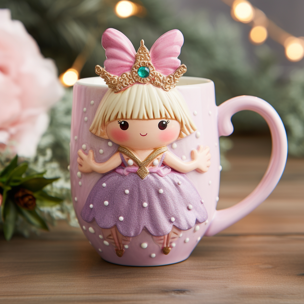 Cute ceramic mug with sugarplum fairy design