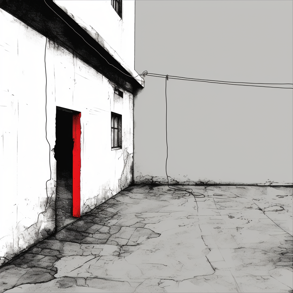 Clandestine line art lost places minimal hint red