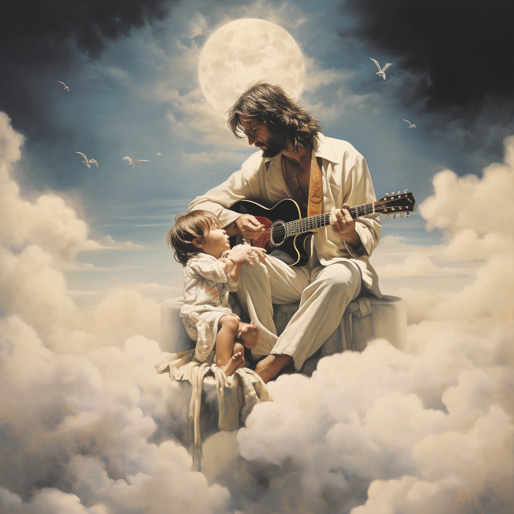 Eric Clapton playing guitar for sad boy in heaven