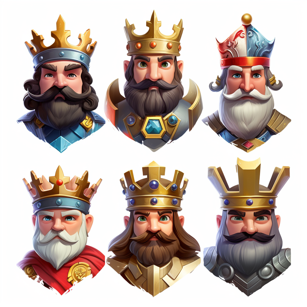 Clash Royal Kings Avatars on White Background