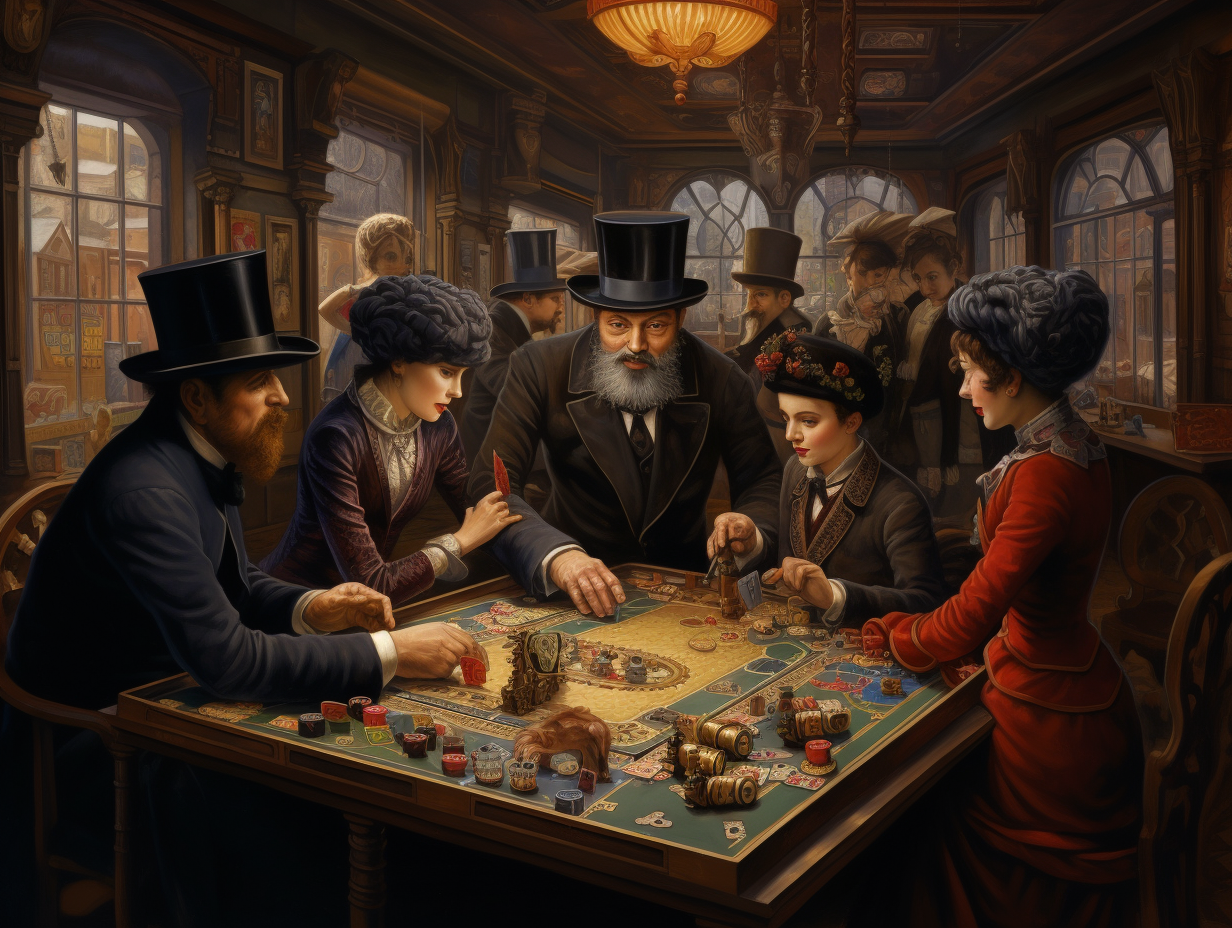 Artistic depiction of classic board games