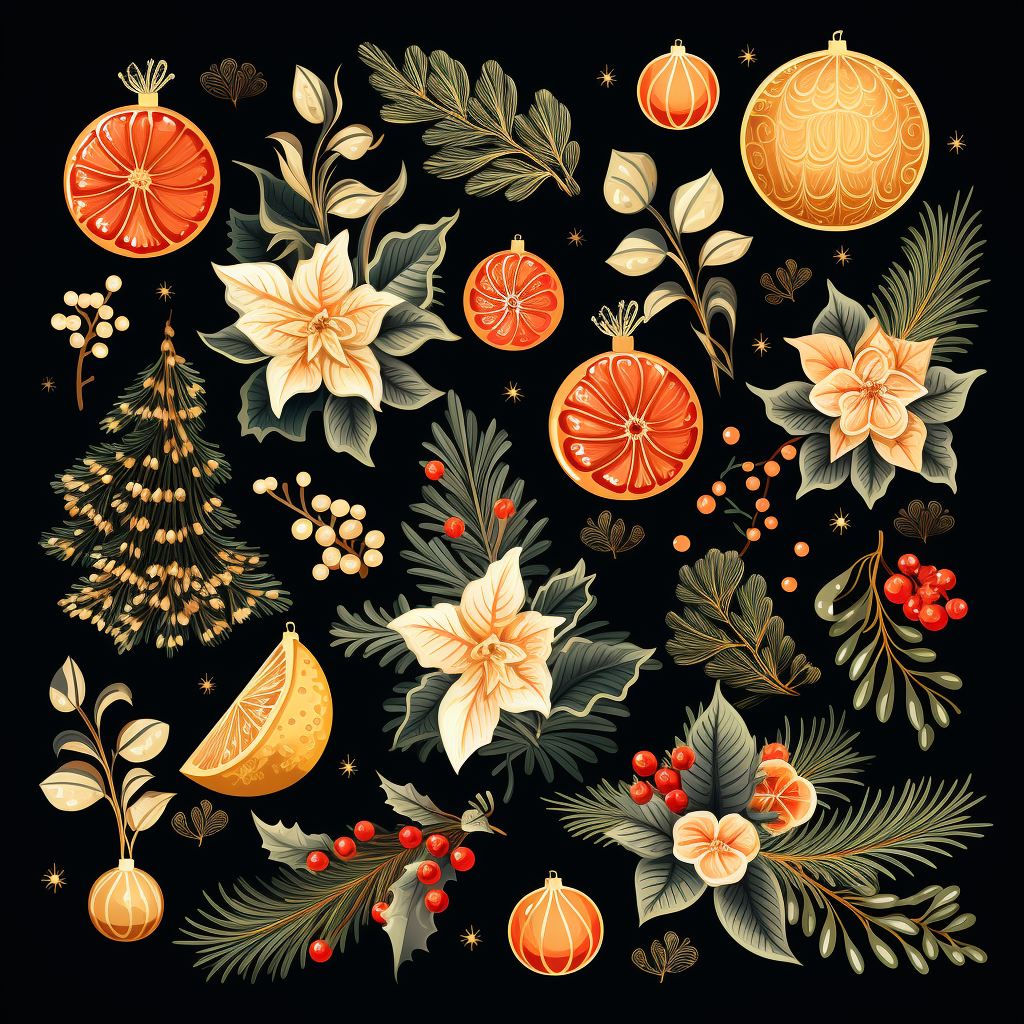 Festive Christmas graphic design on black background