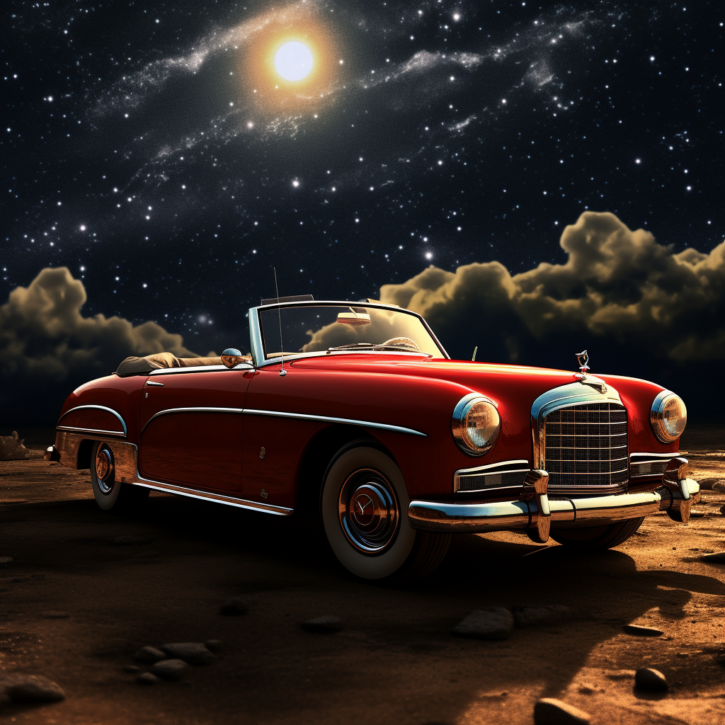 Classic Convertible Car Under Starry Sky