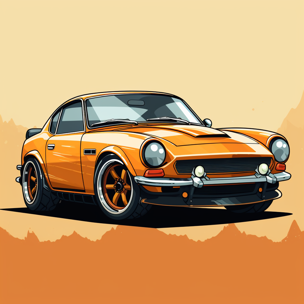 Classic Datsun Z Car in Japanese Anime Style