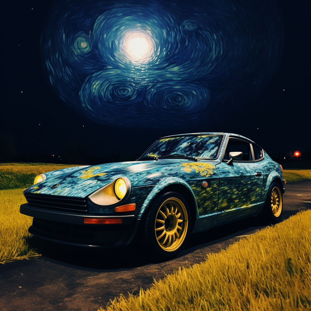 Classic Datsun Z Car painted by Van Gogh