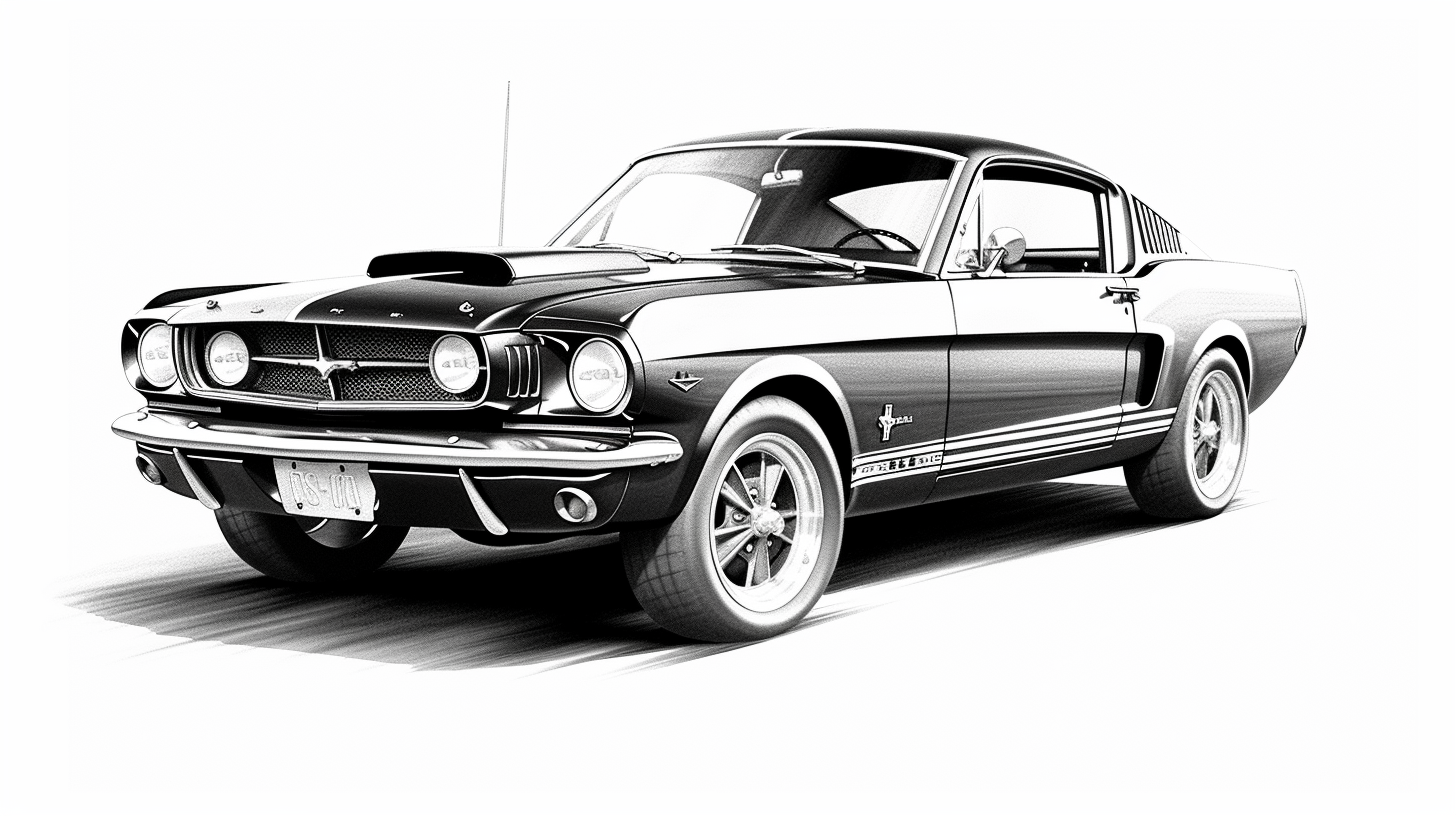 Sketch of classic Ford Mustang car