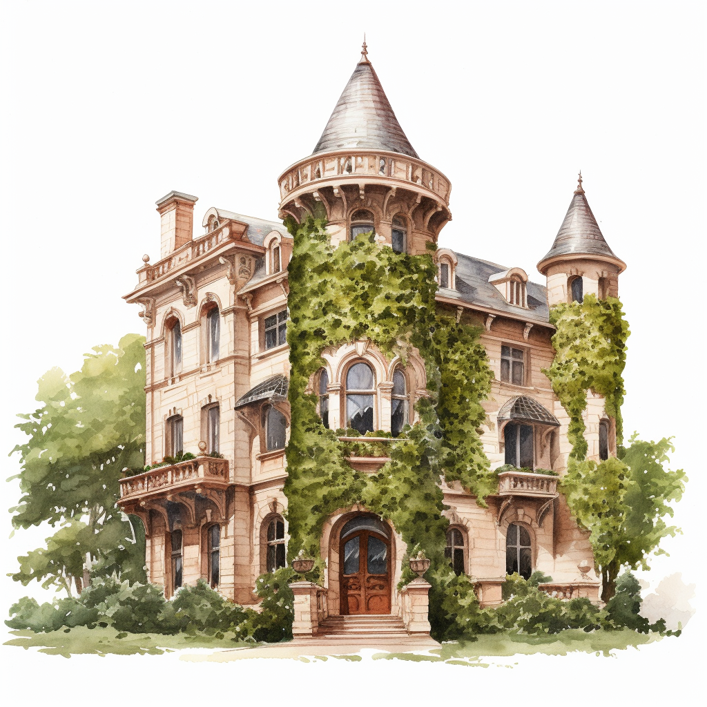 Classic French Chateau Covered in Vines