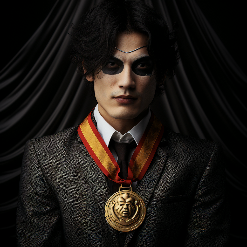 Classic Joker Niji Style wearing gold medal necklace