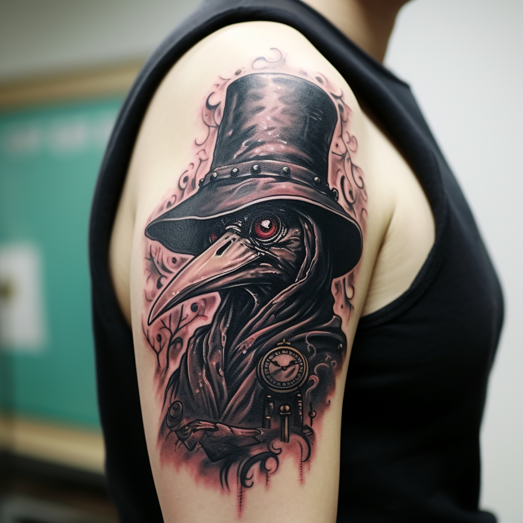 Plague doctor raven tattoo design