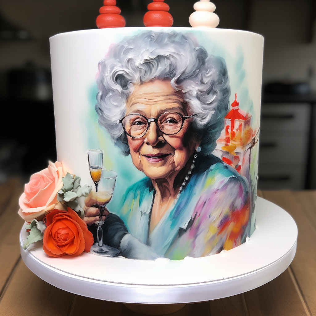 Water painting of classic birthday cake for 70-year-old lady