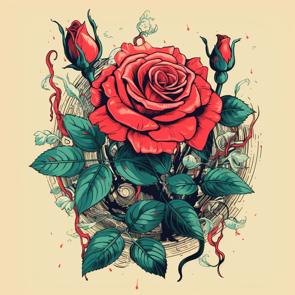 Vintage musical rose with classical style