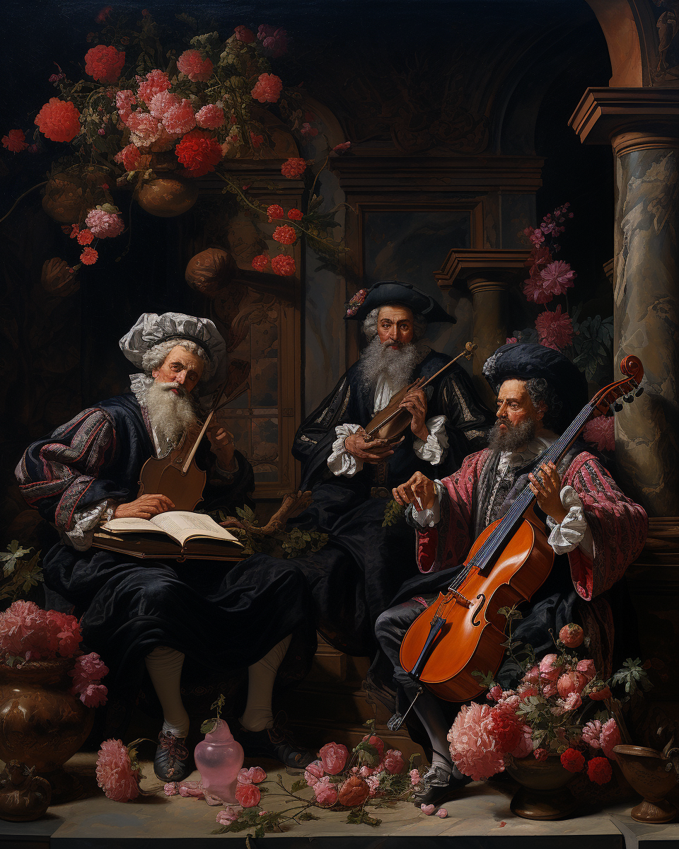 Beautiful classical baroque oil painting