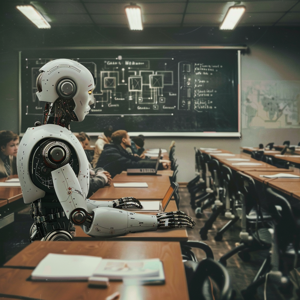 Students learning AI in classroom