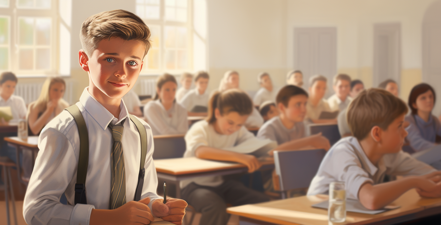 Young boy not paying attention in classroom