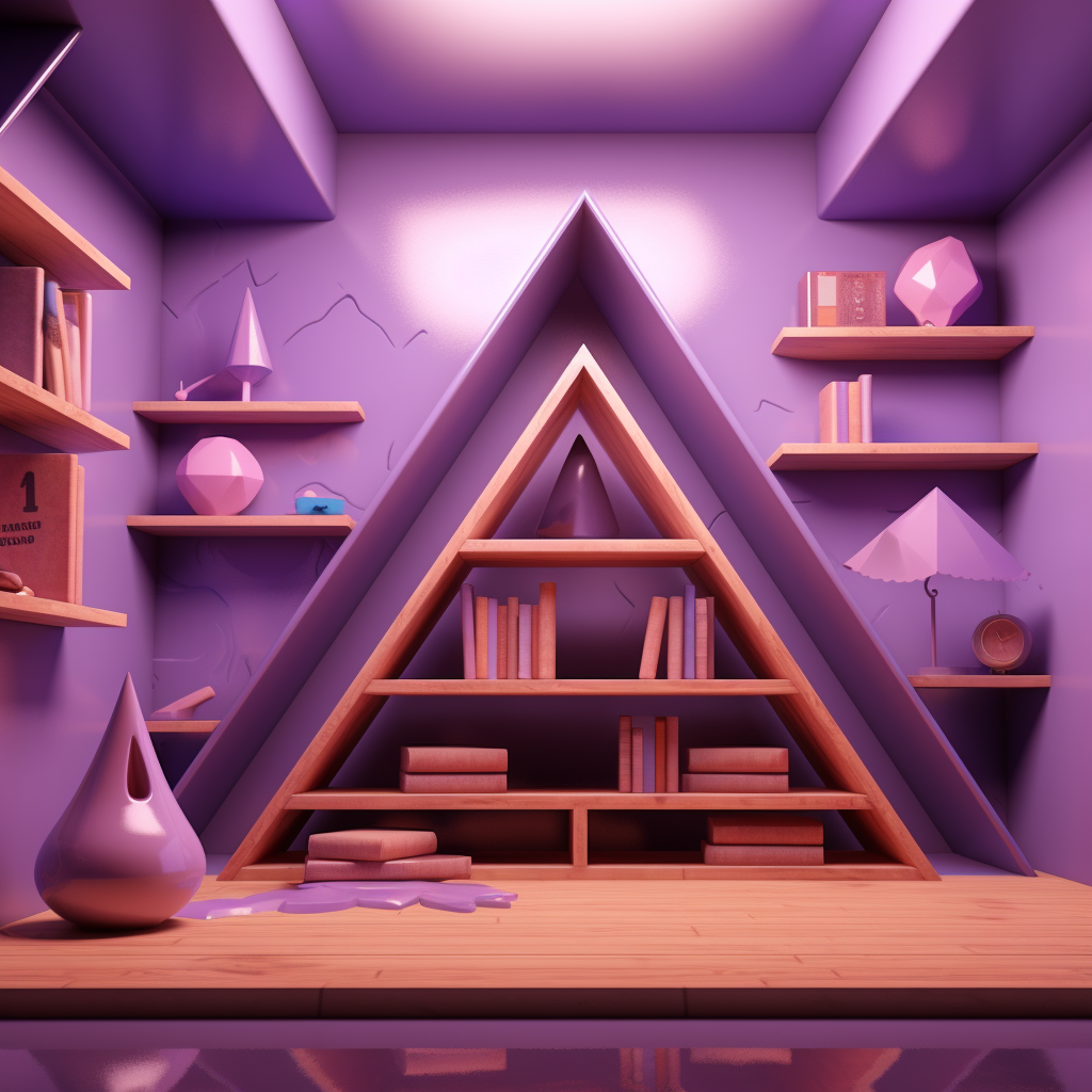 Colorful Isosceles Triangle on Bookshelf