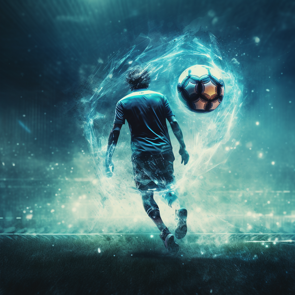 Soccer player in action with ball