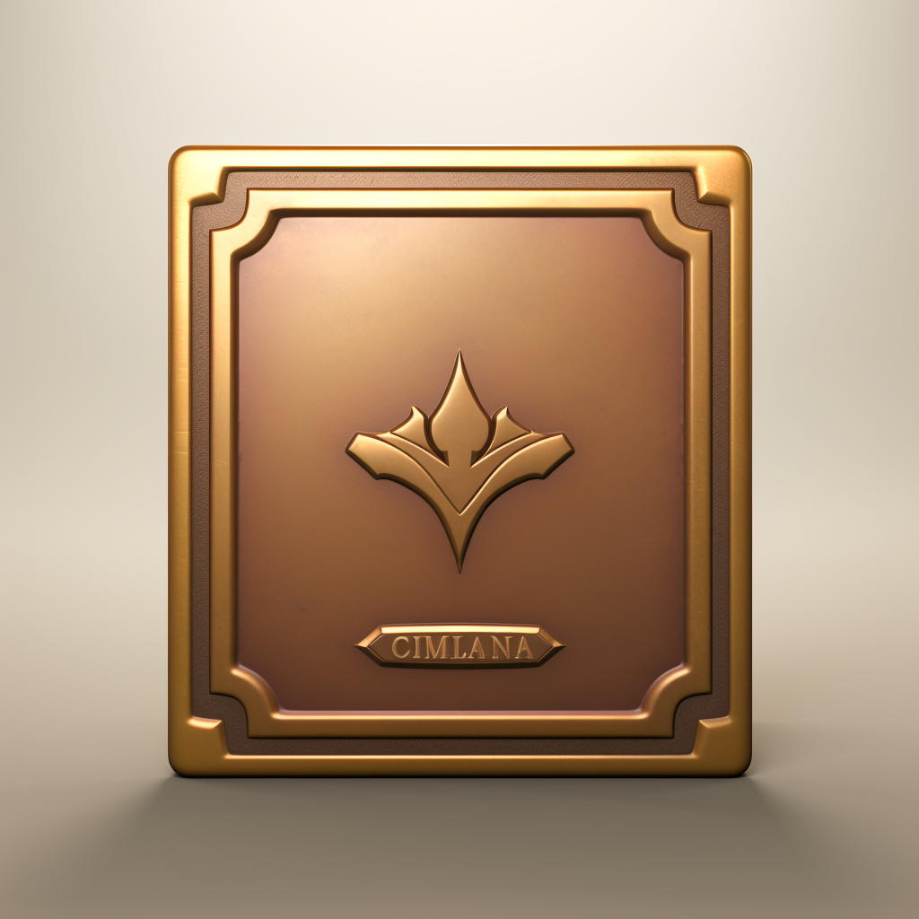 Clean emblem square game icon metallic bronzed texture