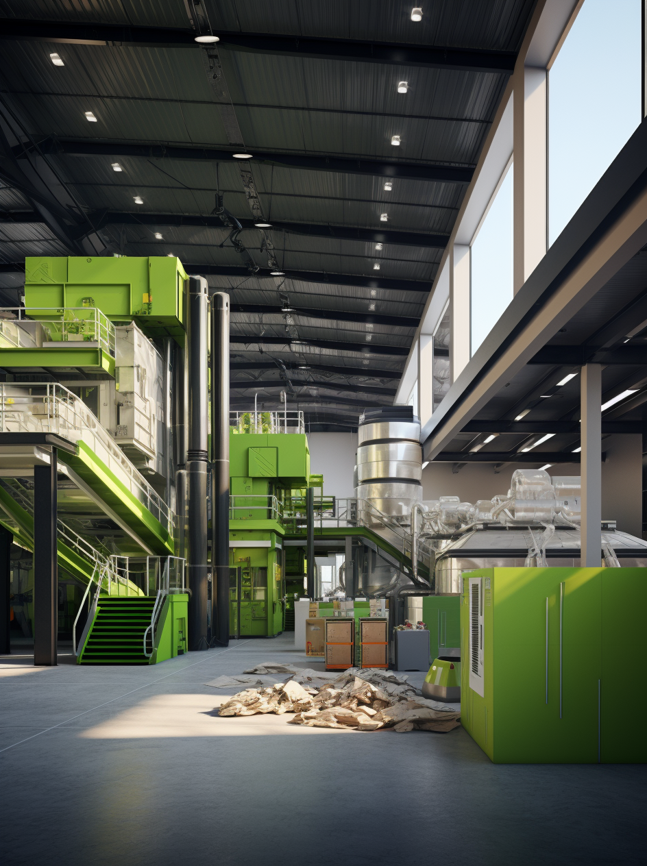 Clean recycling facility converting waste to reusable materials