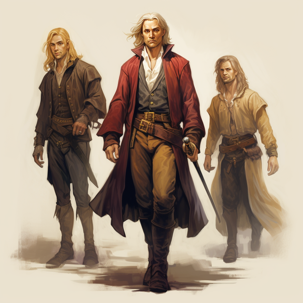 Medium length dirty blonde hair wizard walking with a group