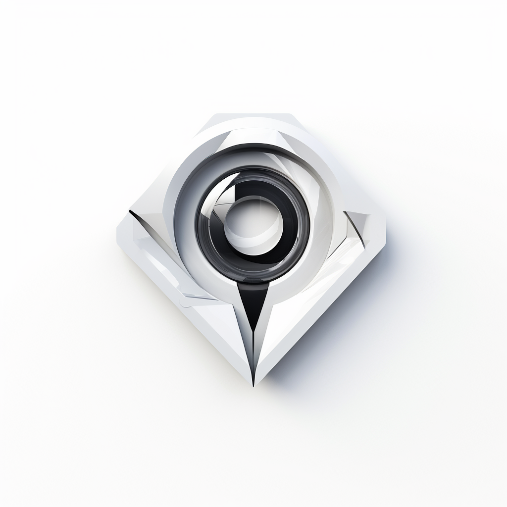 Futuristic logo with loupe