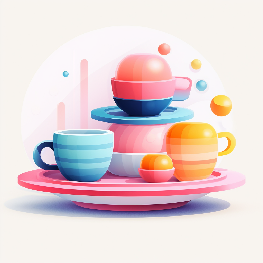 Colorful tableware with clear lines