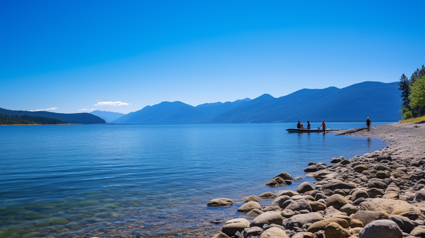 Man and woman preparing kayak on clear beach